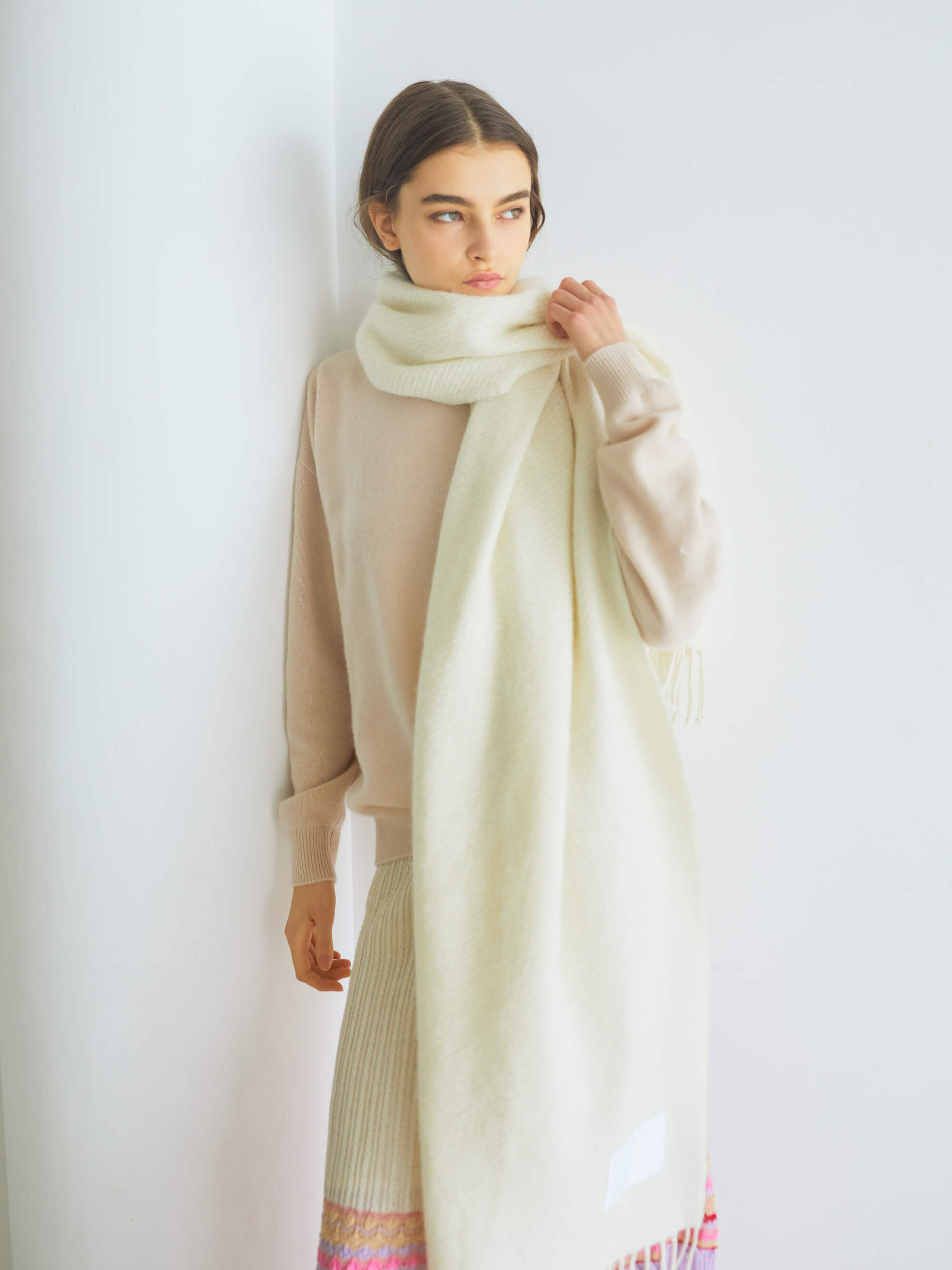 カシミヤロングストール ホワイト ブランド 人気 レディース メンズ 最高級 カシミア100 厚手 人気 大判カシミヤストール