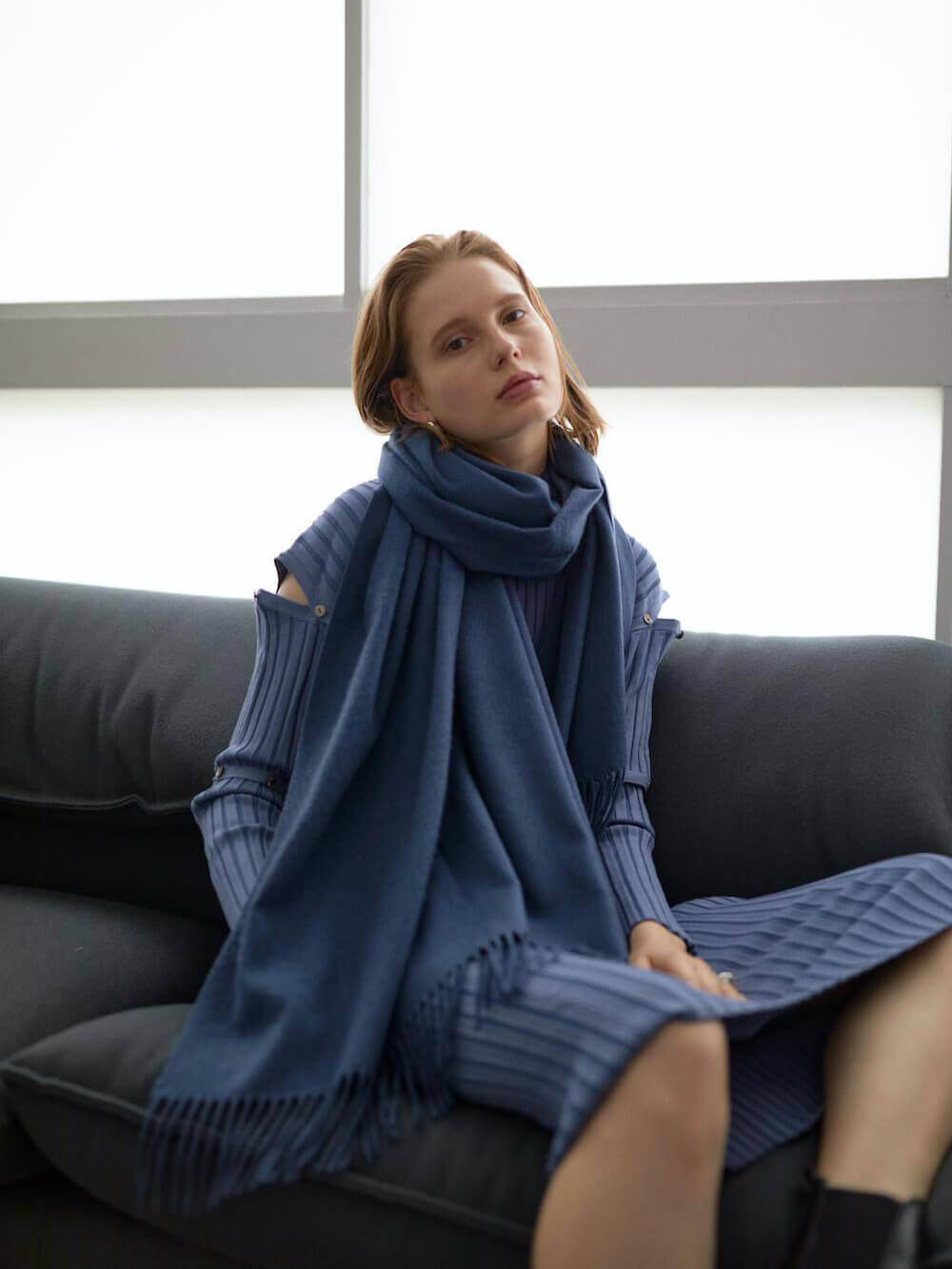 オンライン限定 カシミヤストール インディゴブルー ハイブランド 人気 レディース メンズ 最高級 カシミア100%ストール 厚手 人気 大判カシミヤストール