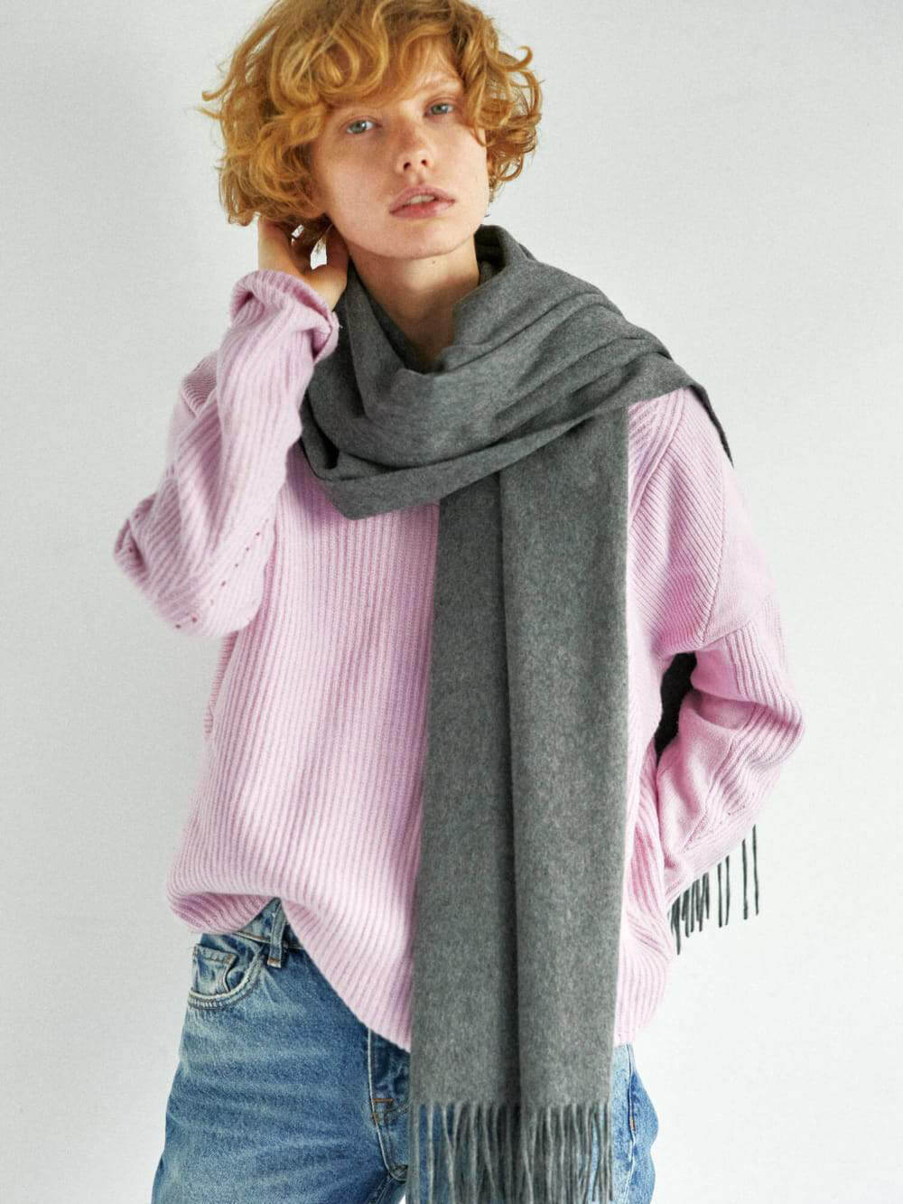 オンライン限定 カシミヤストール ミッドグレー ハイブランド 人気 レディース メンズ 最高級 カシミア100ストール 厚手 人気 大判カシミヤストール
