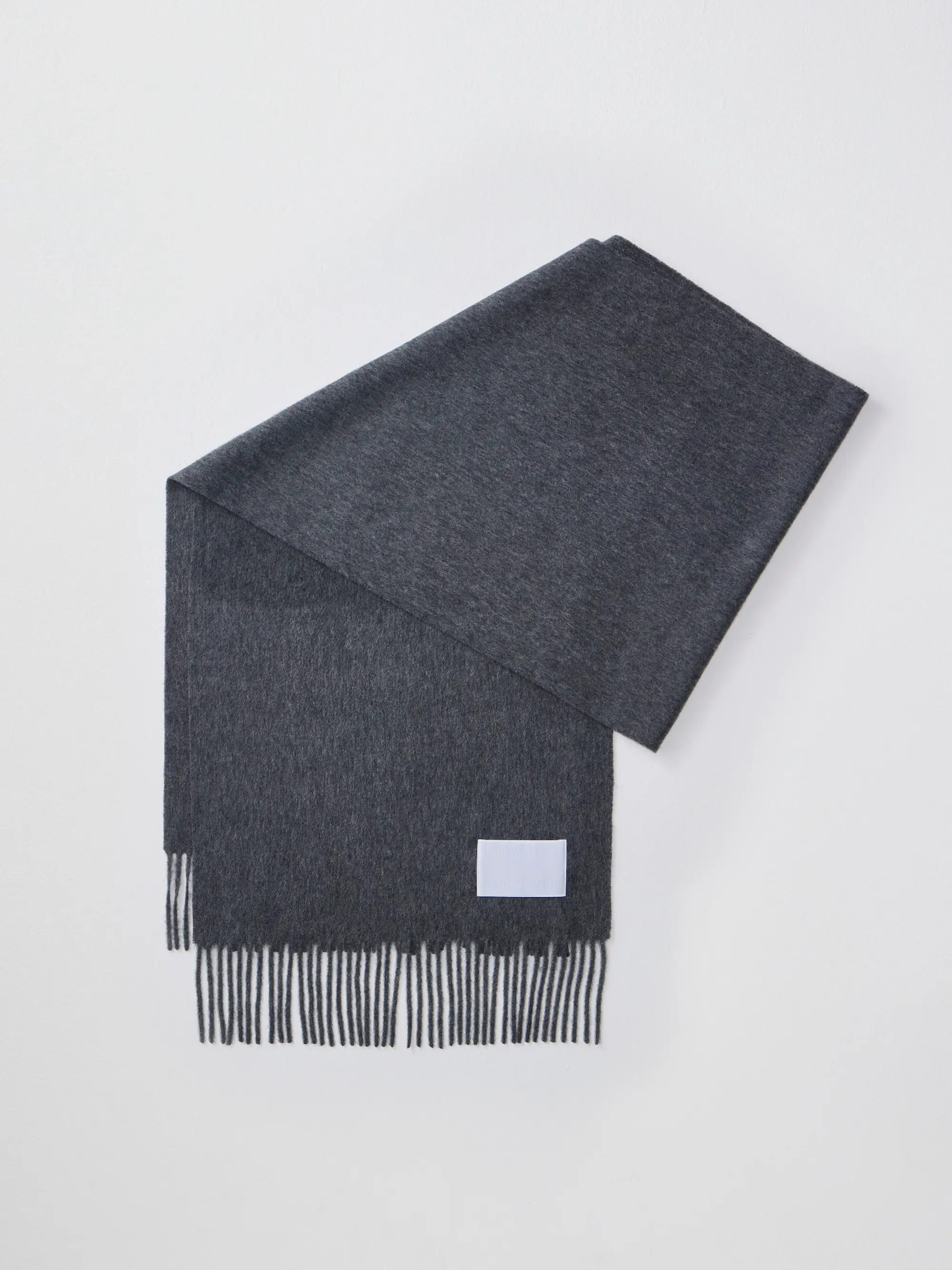 【美品】ロゴマフラー 62x170cm ブラック/グレー カシミヤマフラー ミッドグレー MID GREY | EDWARD BROWN 公式