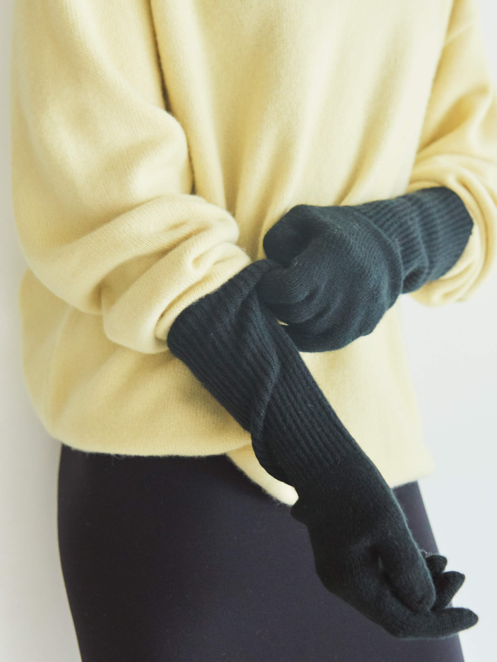 Pure cashmere gloves Black ブラック