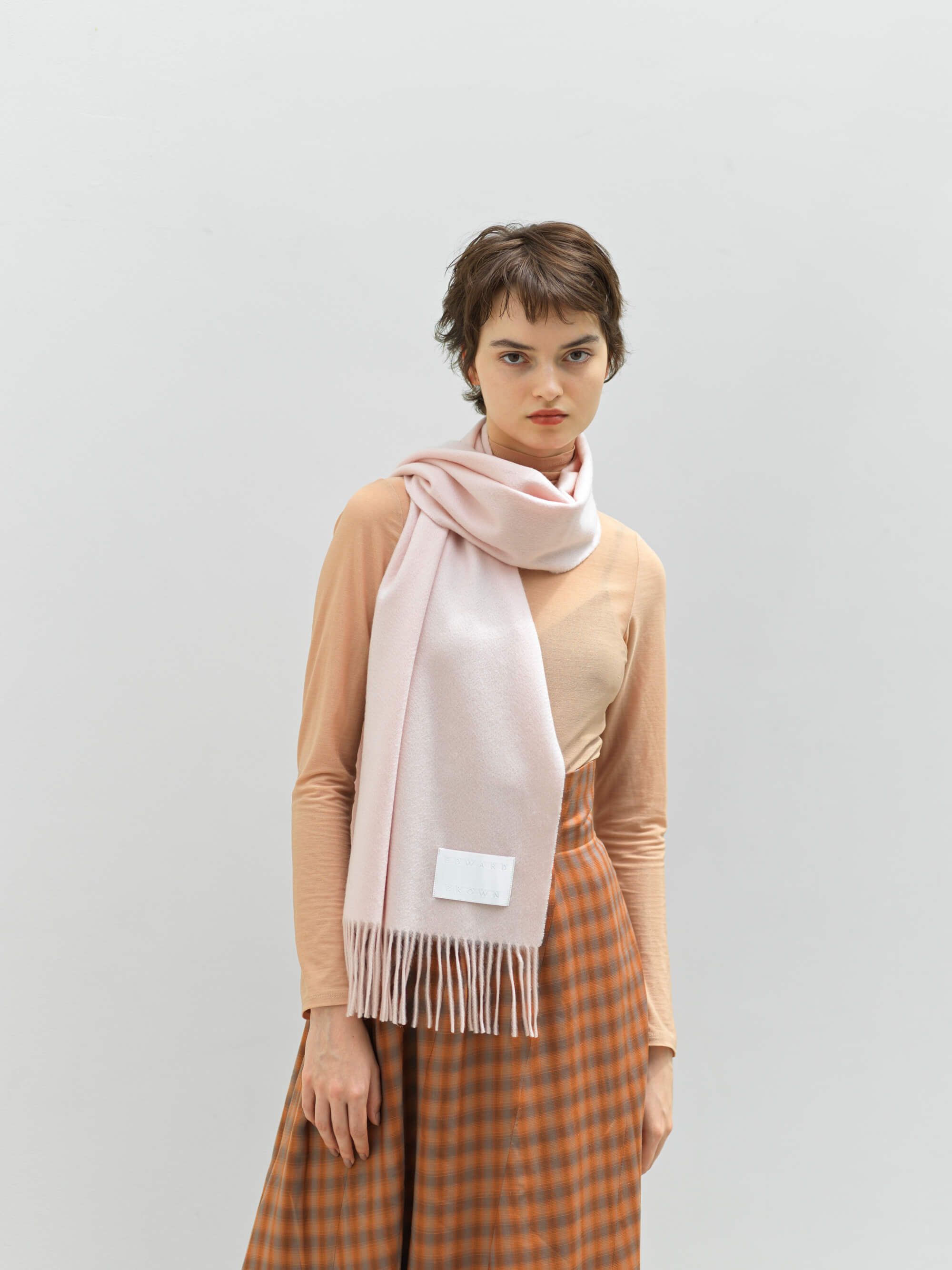 カシミヤマフラー ライトピンク Cashmere scarf Light Pink | EDWARD BROWN エドワードブラウン