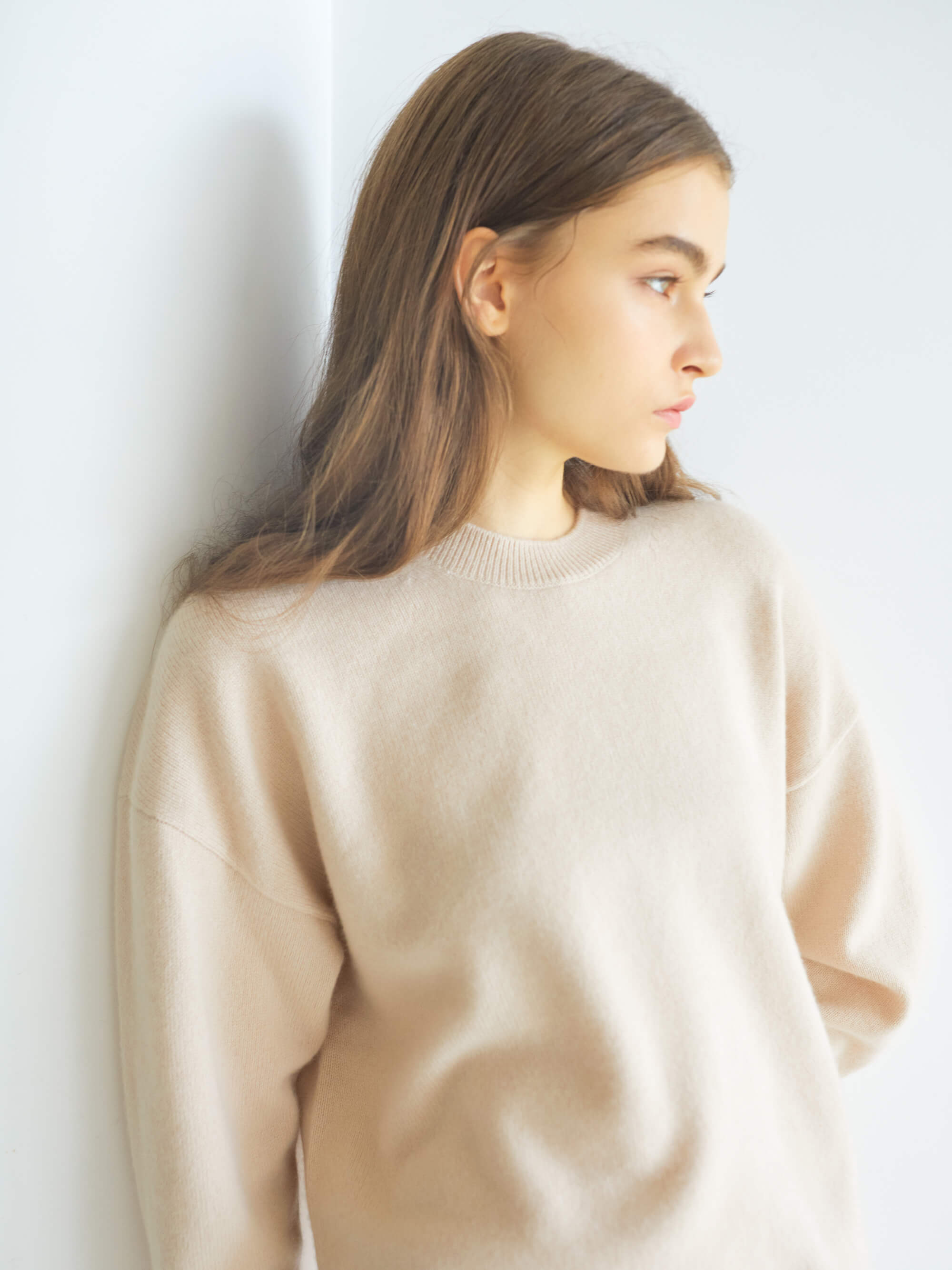 Pure cashmere knit Pink Beige ピンクベージュ