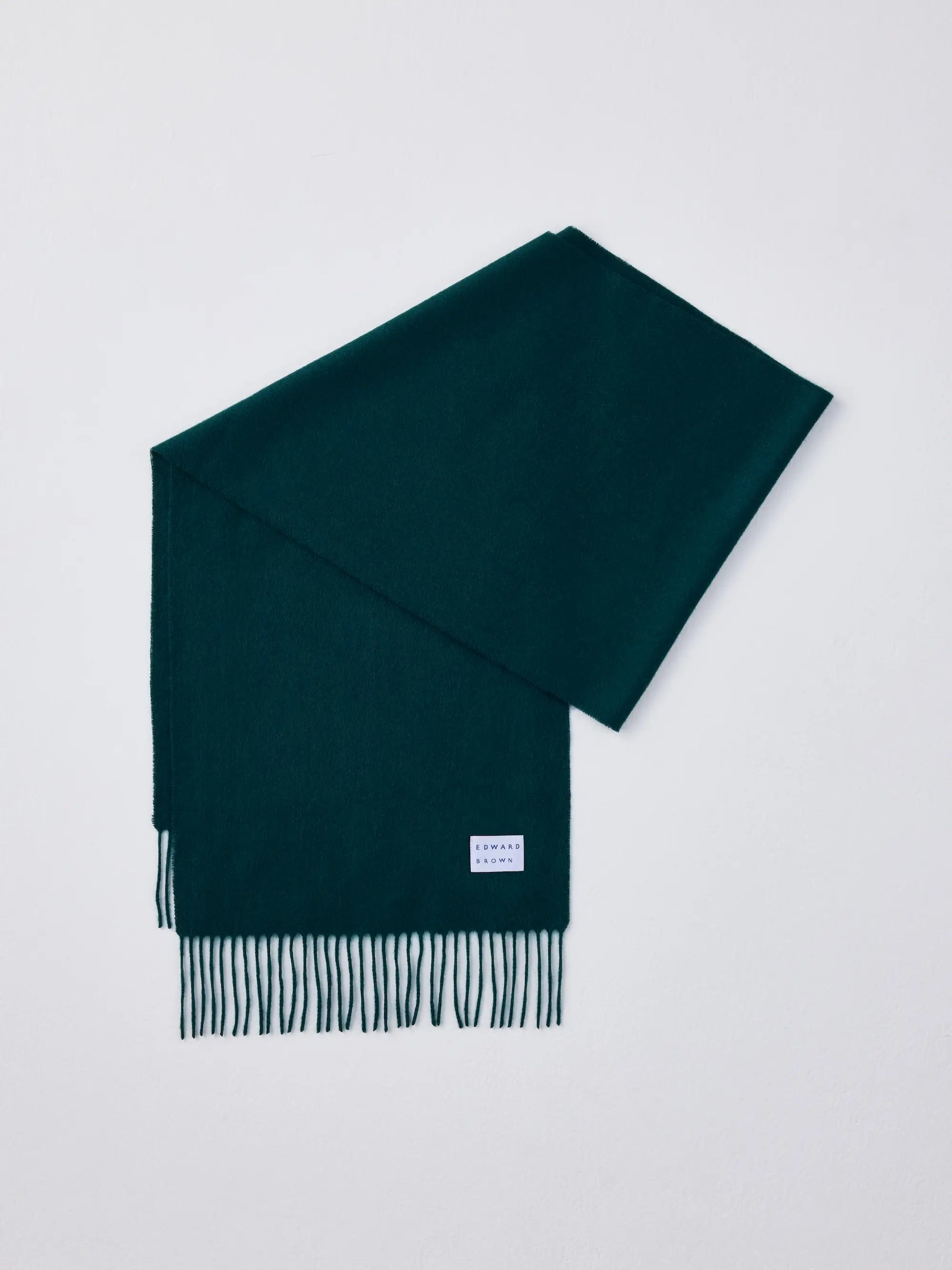 EDWARD BROWN カシミヤ100%マフラー ジュニパー 厚手フリンジ付きの全体